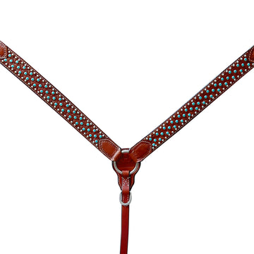 Bar H Equine American Leather Horse Saddle Tack One Ear Headstall | Breast Collar Browband Wither Strap Set BER259